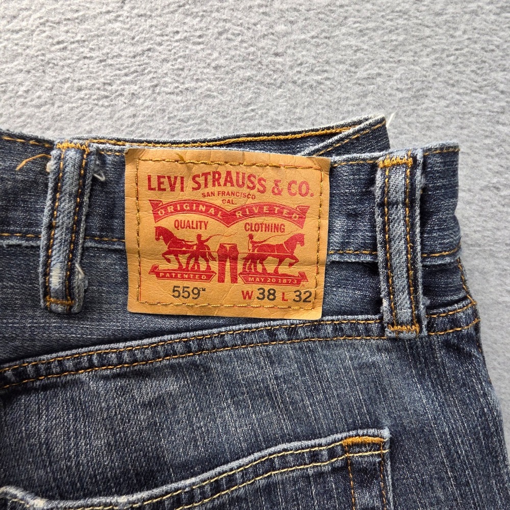 Levis 559 Relaxed Straight Leg Jeans Mens 38x32 Blue Denim Medium Wash 559-0455 - Picture 3 of 4